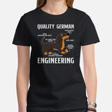 Weiner Dog Themed Clothes - Gifts for Dachshund Dog Lovers - Funny Canine Tee Shirts For Humans - Quality German Engineering T-Shirt - Black, Women