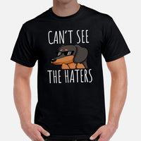 Weiner Dog Themed Clothes - Gifts for Dachshund Dog Moms, Dads & Lovers - Canine Tee Shirts For Humans - Can't See The Haters T-Shirt - Black, Men