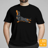 Weiner Dog Themed Clothes - Gifts for Dachshund Dog Moms, Dads & Lovers - Canine Tee Shirts For Humans - Cute Exhale Yoga Pose T-Shirt - Black, Plus Size