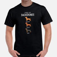 Weiner Dog Themed Clothes - Gifts for Dachshund Dog Moms, Dads & Lovers - Canine Tee Shirts For Humans - Types of Dachshunds T-Shirt - Black, Men