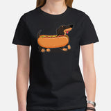 Weiner Dog Themed Clothes - Gifts for Dachshund Dog Moms, Dads & Lovers - Funny Canine Tee Shirts For Humans - Cute Sausage Dog T-Shirt - Black, Women