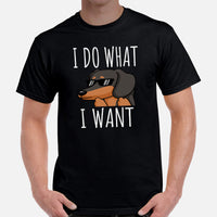Weiner Dog Themed Clothes - Gifts for Dachshund Dog Moms, Dads & Lovers - Funny Canine Tee Shirts For Humans - I Do What I Want T-Shirt - Black, Men