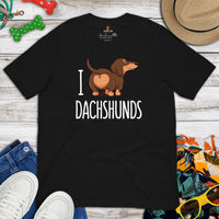 Weiner Dog Themed Clothes - Gifts for Dachshund Dog Moms, Dads & Lovers - Funny Canine Tee Shirts For Humans - I Love Dachshunds Shirt - Black