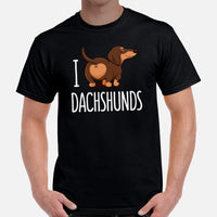 Weiner Dog Themed Clothes - Gifts for Dachshund Dog Moms, Dads & Lovers - Funny Canine Tee Shirts For Humans - I Love Dachshunds Shirt - Black, Men