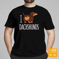 Weiner Dog Themed Clothes - Gifts for Dachshund Dog Moms, Dads & Lovers - Funny Canine Tee Shirts For Humans - I Love Dachshunds Shirt - Black, Plus Size