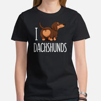 Weiner Dog Themed Clothes - Gifts for Dachshund Dog Moms, Dads & Lovers - Funny Canine Tee Shirts For Humans - I Love Dachshunds Shirt - Black, Women