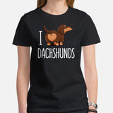 Weiner Dog Themed Clothes - Gifts for Dachshund Dog Moms, Dads & Lovers - Funny Canine Tee Shirts For Humans - I Love Dachshunds Shirt - Black, Women