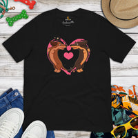 Weiner Dog Themed Clothes - Gifts for Dachshund Dog Moms, Dads & Lovers - Funny Canine Tee Shirts For Humans - Lovely Heart T-Shirt - Black