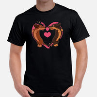 Weiner Dog Themed Clothes - Gifts for Dachshund Dog Moms, Dads & Lovers - Funny Canine Tee Shirts For Humans - Lovely Heart T-Shirt - Black, Men
