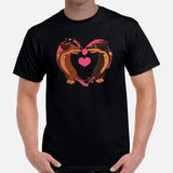 Weiner Dog Themed Clothes - Gifts for Dachshund Dog Moms, Dads & Lovers - Funny Canine Tee Shirts For Humans - Lovely Heart T-Shirt - Black, Men