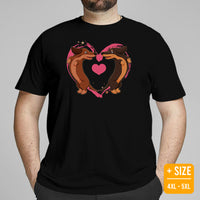 Weiner Dog Themed Clothes - Gifts for Dachshund Dog Moms, Dads & Lovers - Funny Canine Tee Shirts For Humans - Lovely Heart T-Shirt - Black, Plus Size