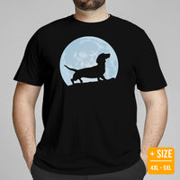 Weiner Dog Themed Clothes - Gifts for Dachshund Dog Moms, Dads & Lovers - Funny Canine Tee Shirts For Humans - Over The Moon T-Shirt - Black, Plus Size