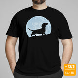 Weiner Dog Themed Clothes - Gifts for Dachshund Dog Moms, Dads & Lovers - Funny Canine Tee Shirts For Humans - Over The Moon T-Shirt - Black, Plus Size