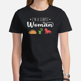 Weiner Dog Themed Clothes - Gifts for Dachshund Dog Moms & Lovers - Funny Canine Tee Shirts For Humans - I'm A Simple Woman T-Shirt - Black, Women