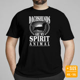 Weiner Dog Themed Clothes - Gifts for Dog Moms, Dads & Lovers - Canine Tee Shirts For Humans - Dachshunds Are My Spirit Animal T-Shirt - Black, Plus Size