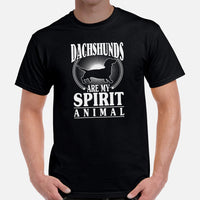 Weiner Dog Themed Clothes - Gifts for Dog Moms, Dads & Lovers - Canine Tee Shirts For Humans - Dachshunds Are My Spirit Animal T-Shirt - Black, Men