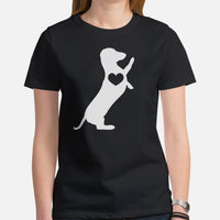 Weiner Dog Themed Clothes - Gifts for Dog Moms, Dads & Lovers - Funny Canine Tee Shirts For Humans - Cute Puppy High-fives T-Shirt - Black, Women