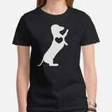 Weiner Dog Themed Clothes - Gifts for Dog Moms, Dads & Lovers - Funny Canine Tee Shirts For Humans - Cute Puppy High-fives T-Shirt - Black, Women