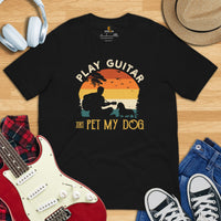 Weiner Dog Themed Clothes - Gifts for Guitarist & Dog Lovers - Funny Canine Tee Shirts For Humans - Play Guitar And Pet My Dog T-Shirt - Black