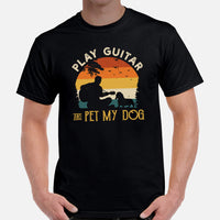 Weiner Dog Themed Clothes - Gifts for Guitarist & Dog Lovers - Funny Canine Tee Shirts For Humans - Play Guitar And Pet My Dog T-Shirt - Black, Men