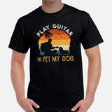 Weiner Dog Themed Clothes - Gifts for Guitarist & Dog Lovers - Funny Canine Tee Shirts For Humans - Play Guitar And Pet My Dog T-Shirt - Black, Men