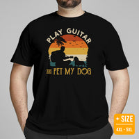 Weiner Dog Themed Clothes - Gifts for Guitarist & Dog Lovers - Funny Canine Tee Shirts For Humans - Play Guitar And Pet My Dog T-Shirt - Black, Plus Size