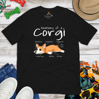 Welsh Corgi Dog Themed Clothes - Gifts for Dog Moms, Dads & Lovers - Funny Canine Tee Shirts For Humans - Anatomy of A Corgi T-Shirt - Black