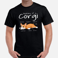 Welsh Corgi Dog Themed Clothes - Gifts for Dog Moms, Dads & Lovers - Funny Canine Tee Shirts For Humans - Anatomy of A Corgi T-Shirt - Black, Men