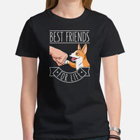 Welsh Corgi Dog Themed Clothes - Gifts for Dog Moms, Dads & Lovers - Funny Canine Tee Shirts For Humans - Best Friends For Life T-Shirt - Black, Women