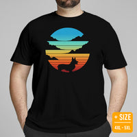 Welsh Corgi Dog Themed Clothes - Gifts for Dog Moms, Dads & Lovers - Funny Canine Tee Shirts For Humans - Vintage Sunset Themed T-Shirt - Black, Plus Size