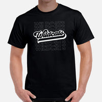 Wildcats Mascot T-Shirt - Football Fanatic Vintage Graphic Shirt: Ideal Gifts for Football Supporters - Retro Style Game Day Shirt - Black, Men