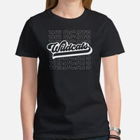 Wildcats Mascot T-Shirt - Football Fanatic Vintage Graphic Shirt: Ideal Gifts for Football Supporters - Retro Style Game Day Shirt - Black, Women