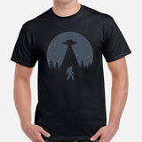 Yeti, Bigfoot, Sasquatch & UFO Alien Abduction Sasquatchy Shirt for Outdoor Adventure, Camping, Hiking, Space and Mythology Enthusiasts - Black