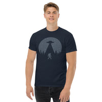 Yeti, Bigfoot, Sasquatch & UFO Alien Abduction Sasquatchy Shirt for Outdoor Adventure, Camping, Hiking, Space and Mythology Enthusiasts - Navy