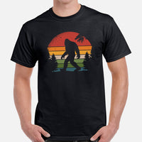 Camping & Hiking Shirt - Presents, Gift Ideas for Campers & Hikers - Bigfoot, Sasquatch, Yeti Tee Shirt - Vintage The Pine Forest T-Shirt - Black, Men