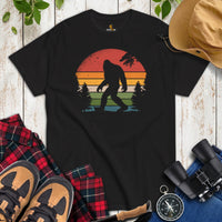 Camping & Hiking Shirt - Presents, Gift Ideas for Campers & Hikers - Bigfoot, Sasquatch, Yeti Tee Shirt - Vintage The Pine Forest T-Shirt - Black