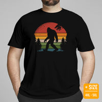 Camping & Hiking Shirt - Presents, Gift Ideas for Campers & Hikers - Bigfoot, Sasquatch, Yeti Tee Shirt - Vintage The Pine Forest T-Shirt - Black, Large Size for Overweight