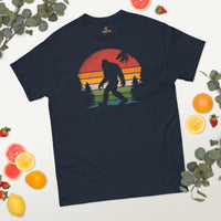 Camping & Hiking Shirt - Presents, Gift Ideas for Campers & Hikers - Bigfoot, Sasquatch, Yeti Tee Shirt - Vintage The Pine Forest T-Shirt - Navy