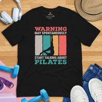 Yoga & Pilates Shirts, Wear, Clothes, Outfit, Attire & Apparel - Gifts for Yoga Lovers, Teacher - May Start Talking About Pilates Tee - Black