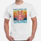 Yoga & Pilates Shirts, Wear, Clothes, Outfits & Apparel - Gifts for Yoga & Cat Lovers, Teacher - I Do Yoga And I Know Things Tee - White, Men