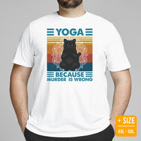 Yoga & Pilates Shirts, Wear, Clothes, Outfits & Apparel - Gifts for Yoga & Cat Lovers, Teacher - Yoga Because Murder Is Wrong Tee - White, Plus Size
