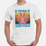 Yoga, Pilates Shirts, Wear, Clothes, Outfits & Apparel - Gifts for Yoga & Sphynx Cat Lovers, Teacher - Yoga Because Murder Is Wrong Tee - White, Men