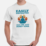 Yoga & Pilates Shirts, Wear, Clothes, Outfits, Attire & Apparel - Gifts for Yoga Lovers, Teacher - Easily Distracted By Dogs & Yoga Tee - White, Men