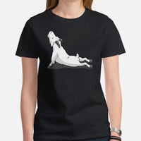 Yoga & Pilates Shirts, Wear, Clothes, Outfits, Attire & Apparel - Gifts for Yoga Lovers, Teacher, Instructor - Cute Yoga Pose Goat Tee - Black, Women