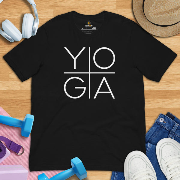 Yoga & Pilates Shirts, Wear, Clothes, Outfits, Attire & Apparel - Presents, Gifts for Yoga Lovers, Teacher - Minimal Yoga Tee - Black