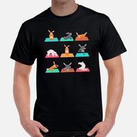 Yoga & Pilates Shirts, Wear, Clothing, Outfits, Attire & Apparel - Gifts for Yoga Lovers, Teacher & Instructor - Bunny Rabbit Yoga Tee - Black, Men