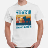 Yorkie Dog Themed Clothes & Attire - Canine Tee Shirts For Humans - Gifts for Dog Lovers - All I Care About Is Beer & My Yorkie T-Shirt - White, Men