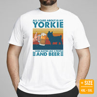 Yorkie Dog Themed Clothes & Attire - Canine Tee Shirts For Humans - Gifts for Dog Lovers - All I Care About Is Beer & My Yorkie T-Shirt - White, Plus Size