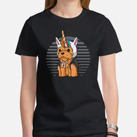 Yorkie Dog Themed Clothes & Attire - Cute Unicorn Costume T-Shirt - Funny Canine Tee Shirts & Outfit For Humans - Gifts for Dog Lovers - Black, Women