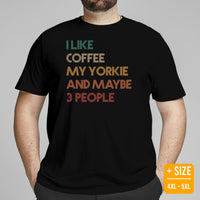Yorkie Dog Themed Clothes & Attire - Funny Canine Tee Shirts For Humans - Gifts for Dog Lovers - I Like Coffee And My Yorkie T-Shirt - Black, Plus Size